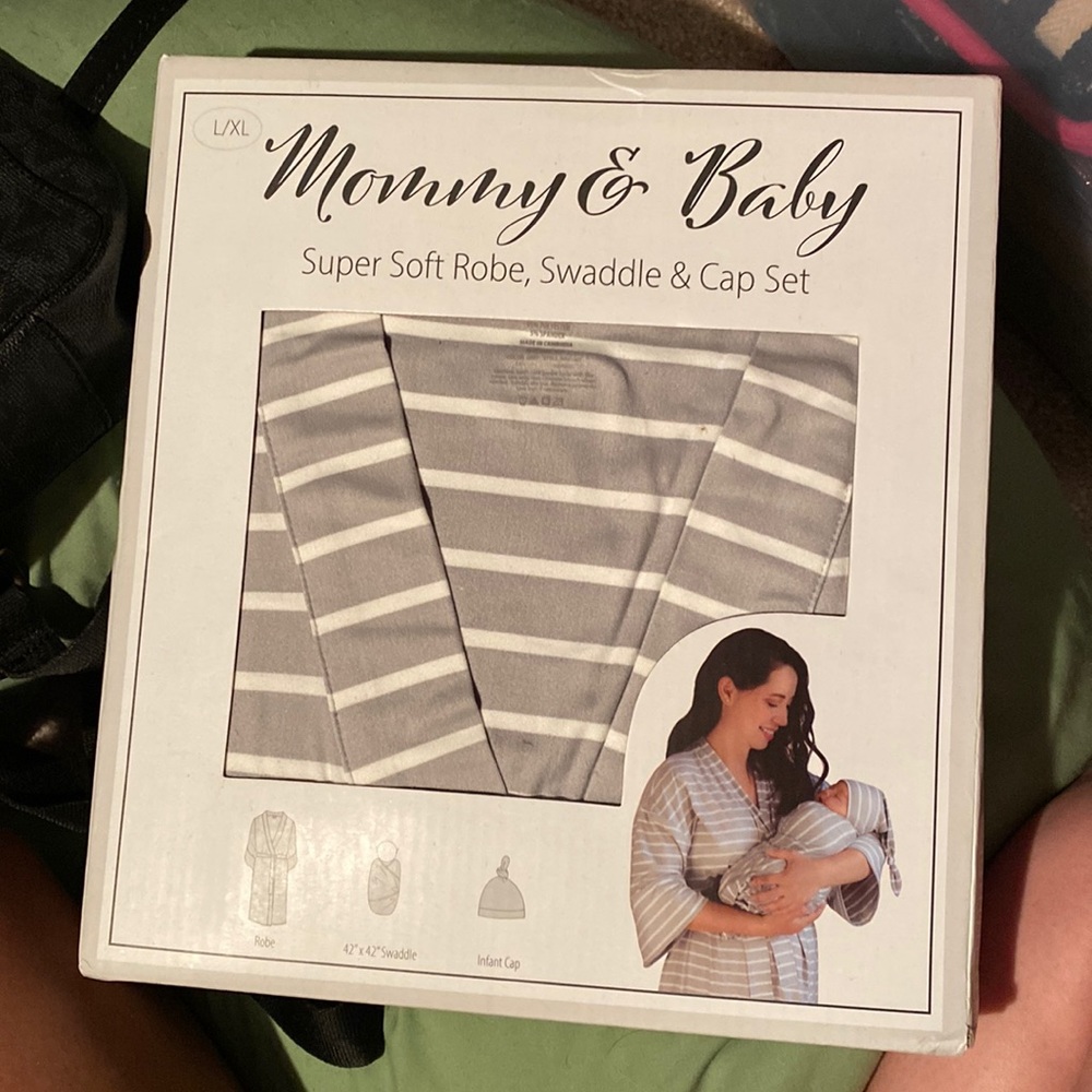 Mommy and baby matching robe and swaddle